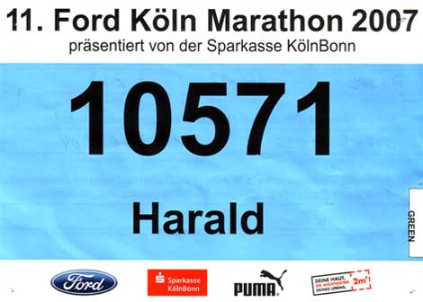 Meine Startnummer beim Köln-Marathon 2007